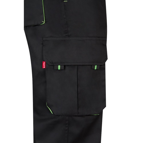 VL HYPNOS. Calças bicolor em sarja multibolsos (200g/m²), em algodão (35%) e poliéster (65%)
