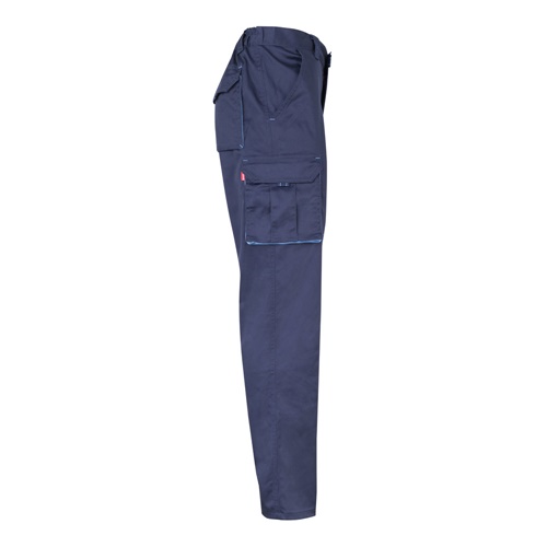 VL HYPNOS. Calças bicolor em sarja multibolsos (200g/m²), em algodão (35%) e poliéster (65%)
