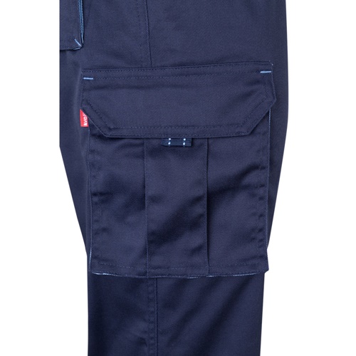 VL HYPNOS. Calças bicolor em sarja multibolsos (200g/m²), em algodão (35%) e poliéster (65%)