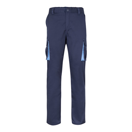 VL HYPNOS. Calças bicolor em sarja multibolsos (200g/m²), em algodão (35%) e poliéster (65%)