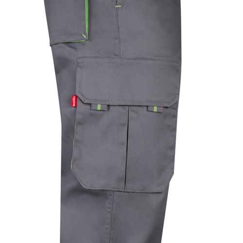 VL HYPNOS. Calças bicolor em sarja multibolsos (200g/m²), em algodão (35%) e poliéster (65%)