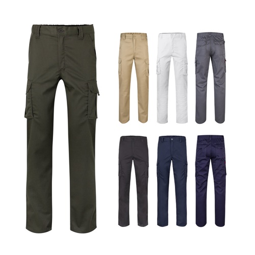 VL PAN. Calças stretch multibolsos (290g/m²), em algodão (46%), EME (38%) e poliéster (16%)