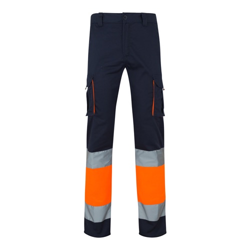 VL ZEUS LARGE. Calças stretch bicolor multibolsos (240g/m²), em algodão (46%), EME (38%) e poliéster (16%)