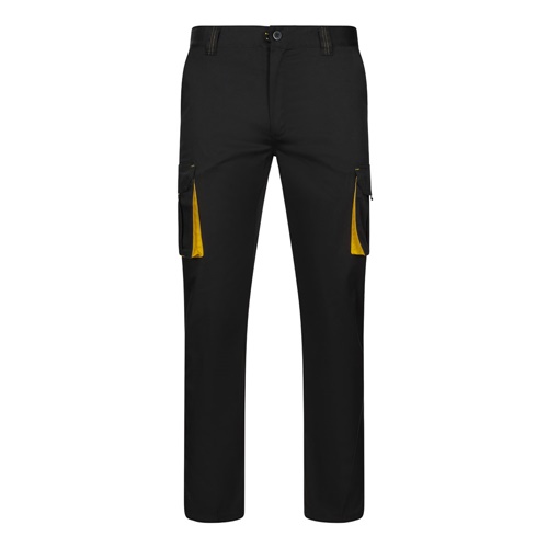 VL FIDES. Calças stretch bicolor multibolsos (240g/m²), em algodão (46%), EME (38%) e poliéster (16%)
