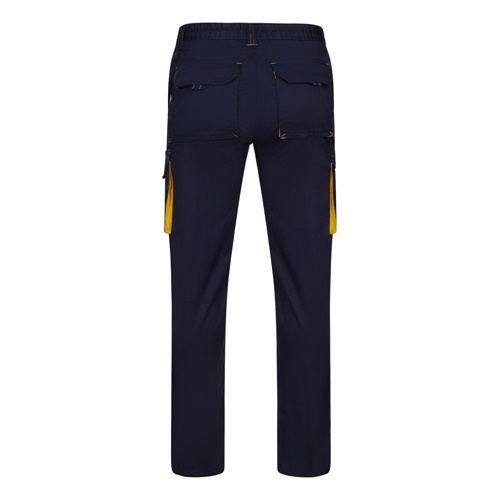 VL FIDES. Calças stretch bicolor multibolsos (240g/m²), em algodão (46%), EME (38%) e poliéster (16%)