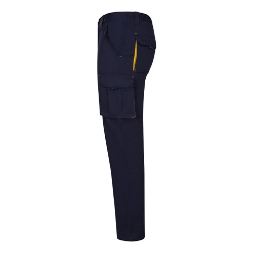 VL FIDES. Calças stretch bicolor multibolsos (240g/m²), em algodão (46%), EME (38%) e poliéster (16%)