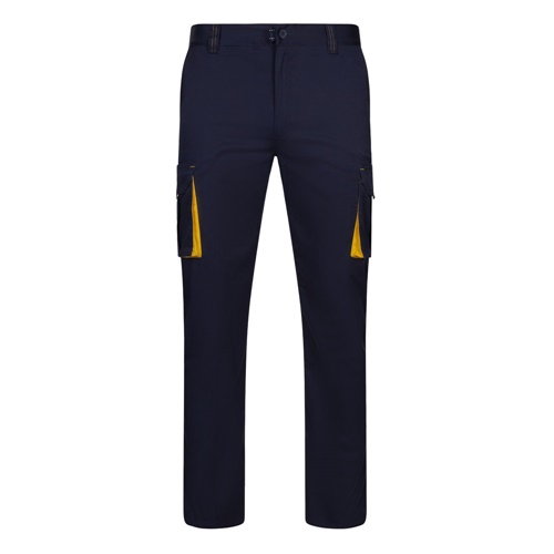 VL FIDES. Calças stretch bicolor multibolsos (240g/m²), em algodão (46%), EME (38%) e poliéster (16%)