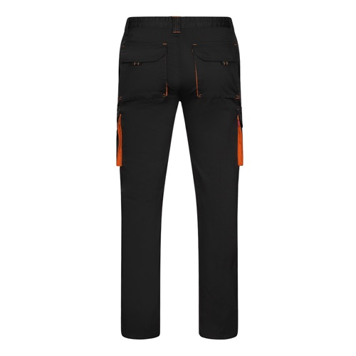 VL FIDES. Calças stretch bicolor multibolsos (240g/m²), em algodão (46%), EME (38%) e poliéster (16%)