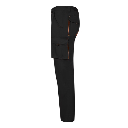 VL FIDES. Calças stretch bicolor multibolsos (240g/m²), em algodão (46%), EME (38%) e poliéster (16%)
