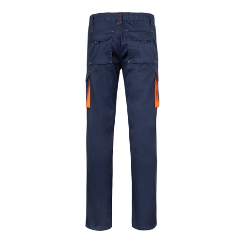 VL FIDES. Calças stretch bicolor multibolsos (240g/m²), em algodão (46%), EME (38%) e poliéster (16%)