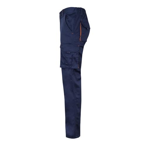 VL FIDES. Calças stretch bicolor multibolsos (240g/m²), em algodão (46%), EME (38%) e poliéster (16%)