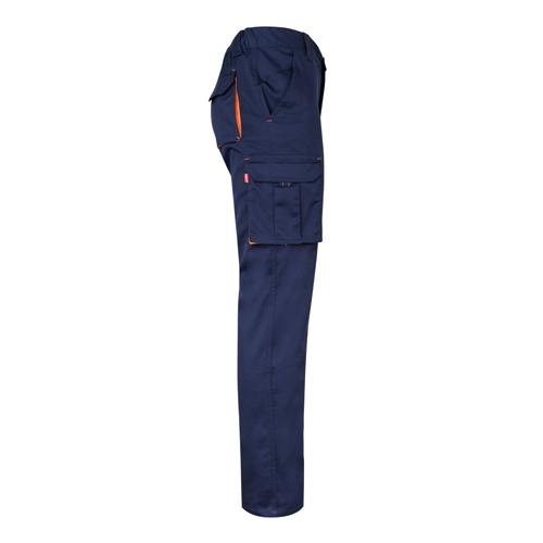 VL FIDES. Calças stretch bicolor multibolsos (240g/m²), em algodão (46%), EME (38%) e poliéster (16%)