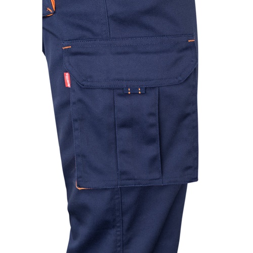 VL FIDES. Calças stretch bicolor multibolsos (240g/m²), em algodão (46%), EME (38%) e poliéster (16%)