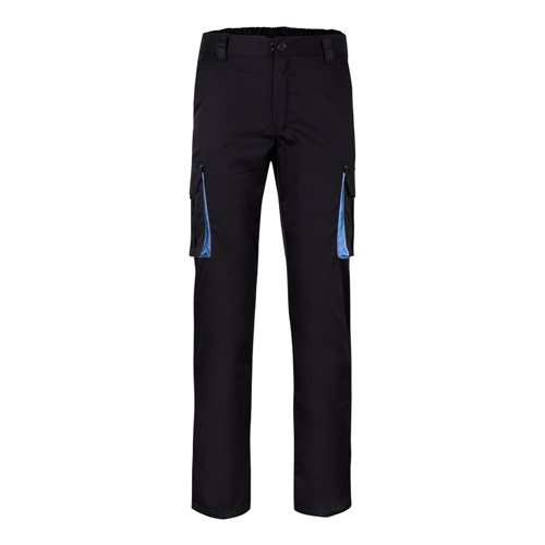 VL FIDES. Calças stretch bicolor multibolsos (240g/m²), em algodão (46%), EME (38%) e poliéster (16%)
