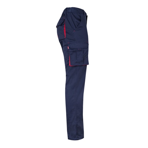 VL FIDES. Calças stretch bicolor multibolsos (240g/m²), em algodão (46%), EME (38%) e poliéster (16%)