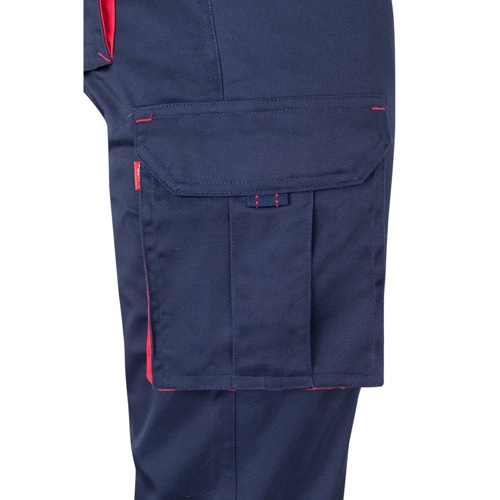 VL FIDES. Calças stretch bicolor multibolsos (240g/m²), em algodão (46%), EME (38%) e poliéster (16%)