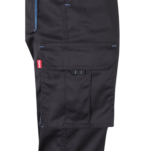 VL FIDES. Calças stretch bicolor multibolsos (240g/m²), em algodão (46%), EME (38%) e poliéster (16%)