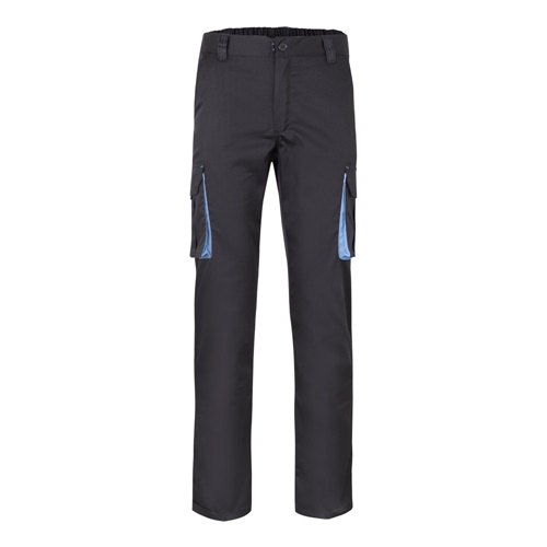 VL FIDES. Calças stretch bicolor multibolsos (240g/m²), em algodão (46%), EME (38%) e poliéster (16%)