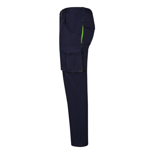 VL FIDES. Calças stretch bicolor multibolsos (240g/m²), em algodão (46%), EME (38%) e poliéster (16%)