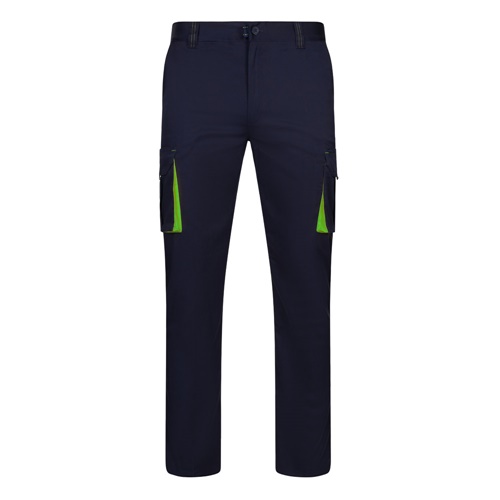 VL FIDES. Calças stretch bicolor multibolsos (240g/m²), em algodão (46%), EME (38%) e poliéster (16%)