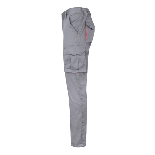 VL FIDES. Calças stretch bicolor multibolsos (240g/m²), em algodão (46%), EME (38%) e poliéster (16%)