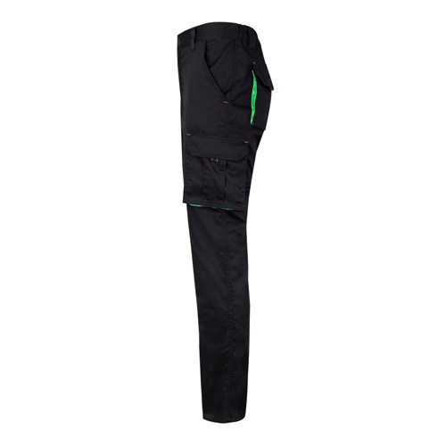 VL FIDES. Calças stretch bicolor multibolsos (240g/m²), em algodão (46%), EME (38%) e poliéster (16%)