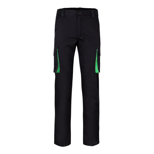 VL FIDES. Calças stretch bicolor multibolsos (240g/m²), em algodão (46%), EME (38%) e poliéster (16%)