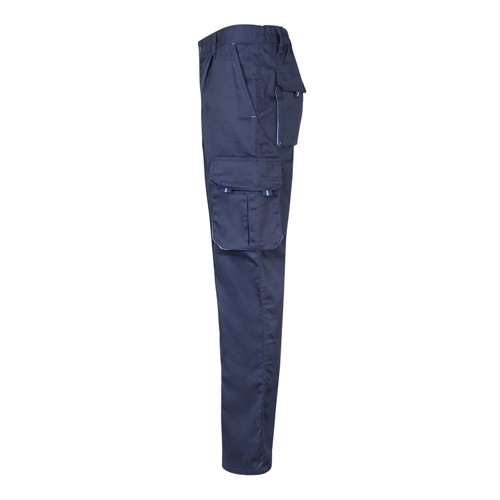 VL FIDES. Calças stretch bicolor multibolsos (240g/m²), em algodão (46%), EME (38%) e poliéster (16%)