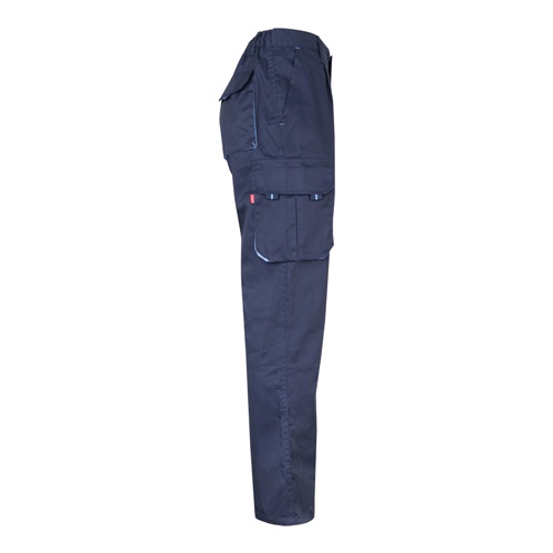 VL FIDES. Calças stretch bicolor multibolsos (240g/m²), em algodão (46%), EME (38%) e poliéster (16%)