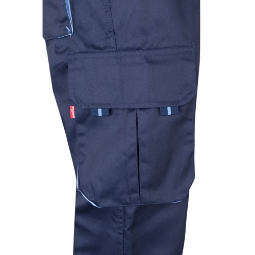 VL FIDES. Calças stretch bicolor multibolsos (240g/m²), em algodão (46%), EME (38%) e poliéster (16%)