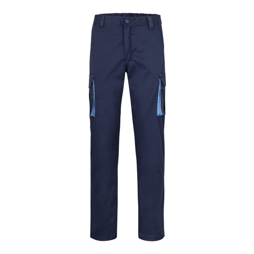 VL FIDES. Calças stretch bicolor multibolsos (240g/m²), em algodão (46%), EME (38%) e poliéster (16%)