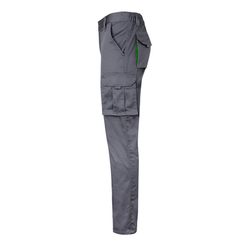VL FIDES. Calças stretch bicolor multibolsos (240g/m²), em algodão (46%), EME (38%) e poliéster (16%)