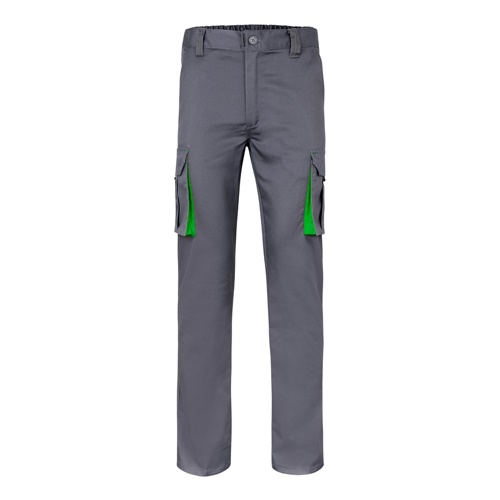 VL FIDES. Calças stretch bicolor multibolsos (240g/m²), em algodão (46%), EME (38%) e poliéster (16%)