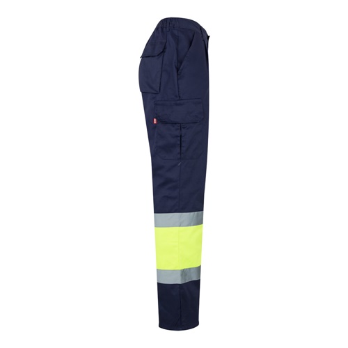 VL ATHENA. Calças bicolor em sarja (210g/m²), forradas, multibolsos, em algodão (20%) e poliéster (80%)