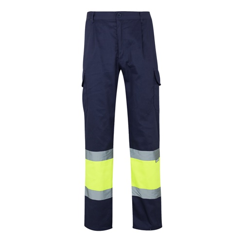 VL ATHENA. Calças bicolor em sarja (210g/m²), forradas, multibolsos, em algodão (20%) e poliéster (80%)