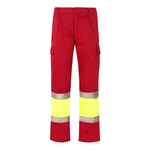 VL ATHENA. Calças bicolor em sarja (210g/m²), forradas, multibolsos, em algodão (20%) e poliéster (80%)
