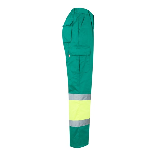 VL ATHENA. Calças bicolor em sarja (210g/m²), forradas, multibolsos, em algodão (20%) e poliéster (80%)