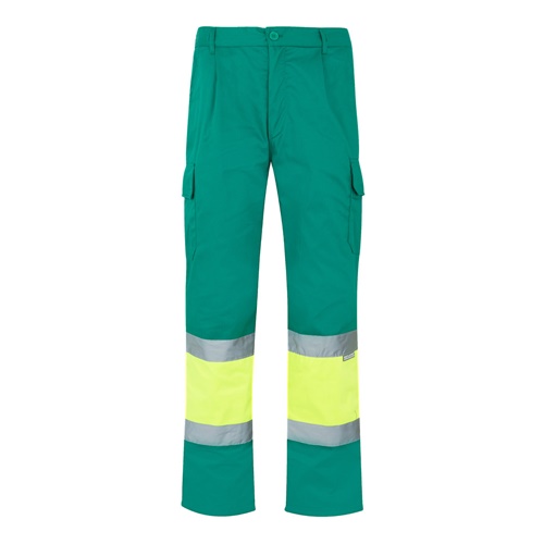 VL ATHENA. Calças bicolor em sarja (210g/m²), forradas, multibolsos, em algodão (20%) e poliéster (80%)
