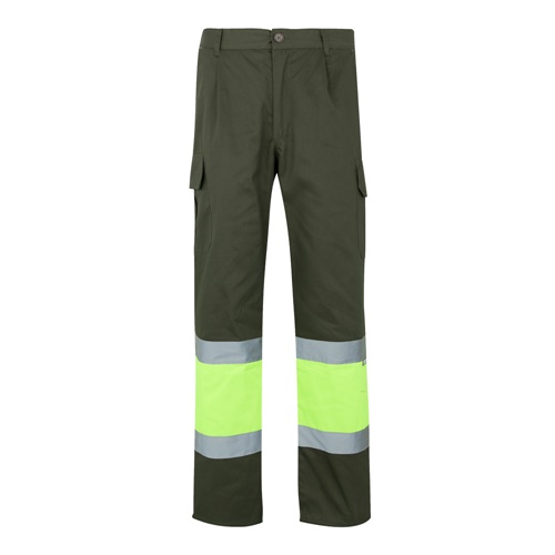 VL ATHENA. Calças bicolor em sarja (210g/m²), forradas, multibolsos, em algodão (20%) e poliéster (80%)