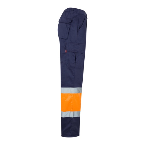 VL POSEIDON. Calças bicolor em sarja multibolsos (210g/m²), em algodão (20%) e poliéster (80%)