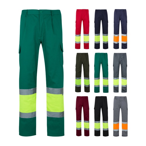 VL POSEIDON LARGE. Calças bicolor em sarja multibolsos (210g/m²), em algodão (20%) e poliéster (80%)