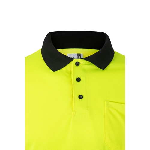 VL VULCAN. Polo bicolor bird-eye (160g/m²) de manga comprida, em poliéster (100%)