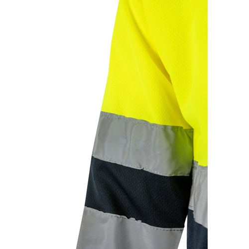 VL VULCAN. Polo bicolor bird-eye (160g/m²) de manga comprida, em poliéster (100%)