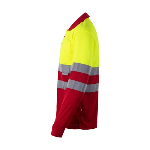 VL VULCAN. Polo bicolor bird-eye (160g/m²) de manga comprida, em poliéster (100%)