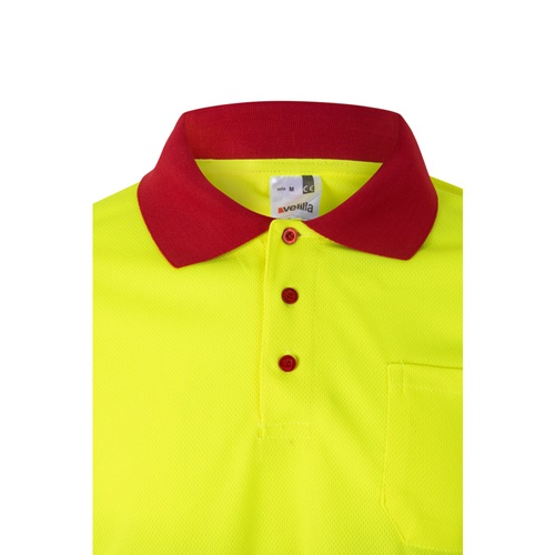 VL VULCAN. Polo bicolor bird-eye (160g/m²) de manga comprida, em poliéster (100%)