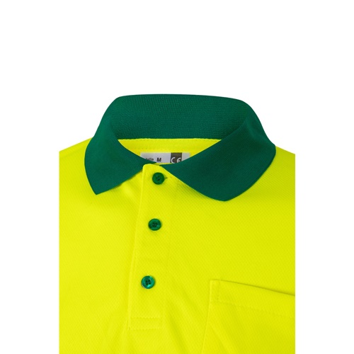 VL VULCAN. Polo bicolor bird-eye (160g/m²) de manga comprida, em poliéster (100%)