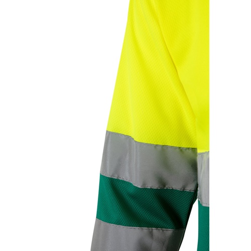 VL VULCAN. Polo bicolor bird-eye (160g/m²) de manga comprida, em poliéster (100%)