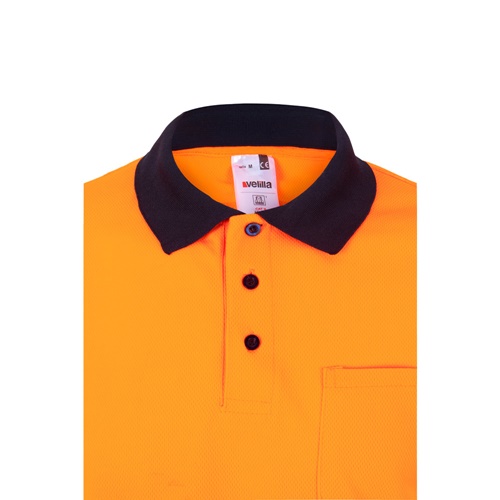 VL VULCAN. Polo bicolor bird-eye (160g/m²) de manga comprida, em poliéster (100%)