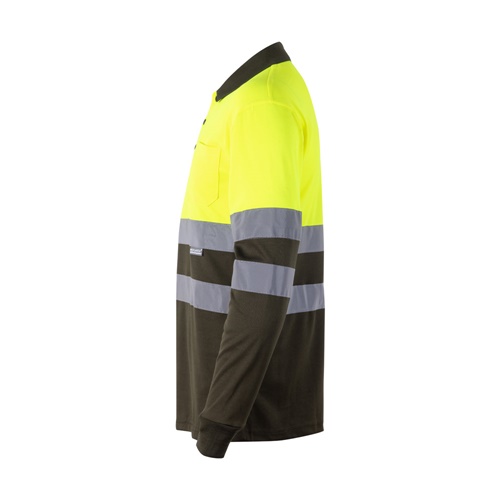 VL VULCAN. Polo bicolor bird-eye (160g/m²) de manga comprida, em poliéster (100%)