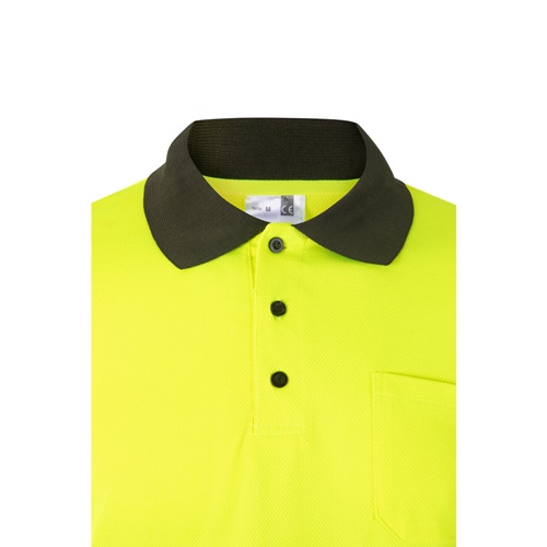 VL VULCAN. Polo bicolor bird-eye (160g/m²) de manga comprida, em poliéster (100%)